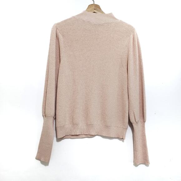 WHBM | Metallic Sparkle Mock Turtleneck Balloon Sleeve Sweater - Picture 3 of 10